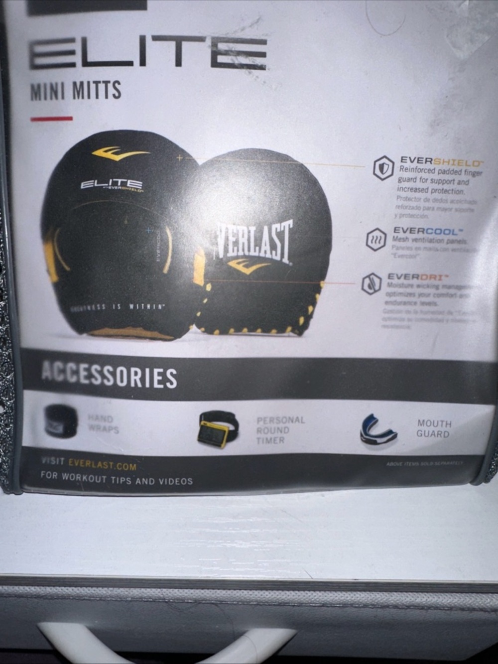 Everlast Black with Yellow Accent Elite Mini Mitts - Picture 4 of 4